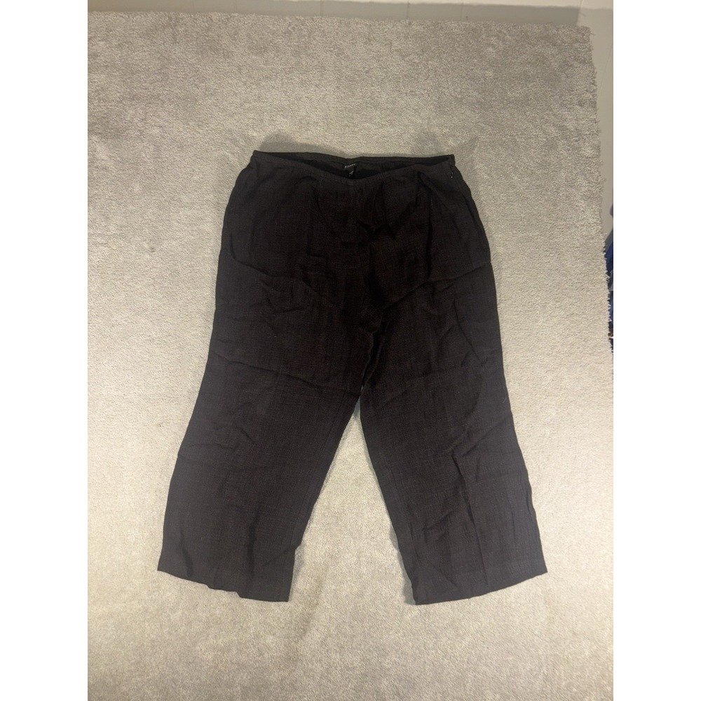 eileen fisher pants large linen rayon blend cropped wide leg side zip Minimal